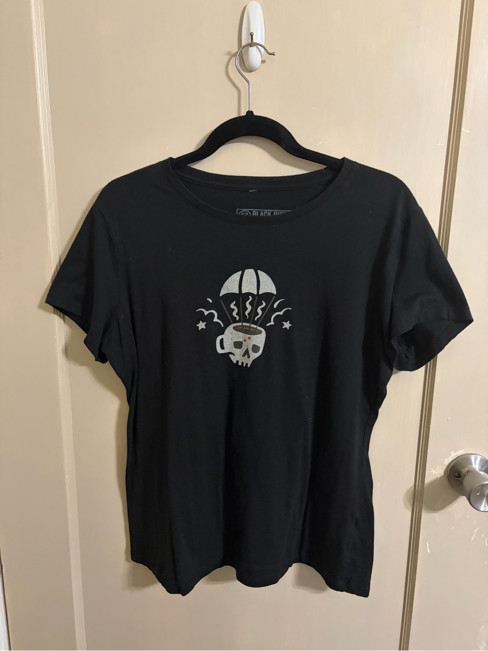 Black Short-Sleeve Graphic Skull Coffee Tee - Women
